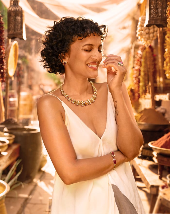 Zoya Rasika jewelry worn at an evening gathering