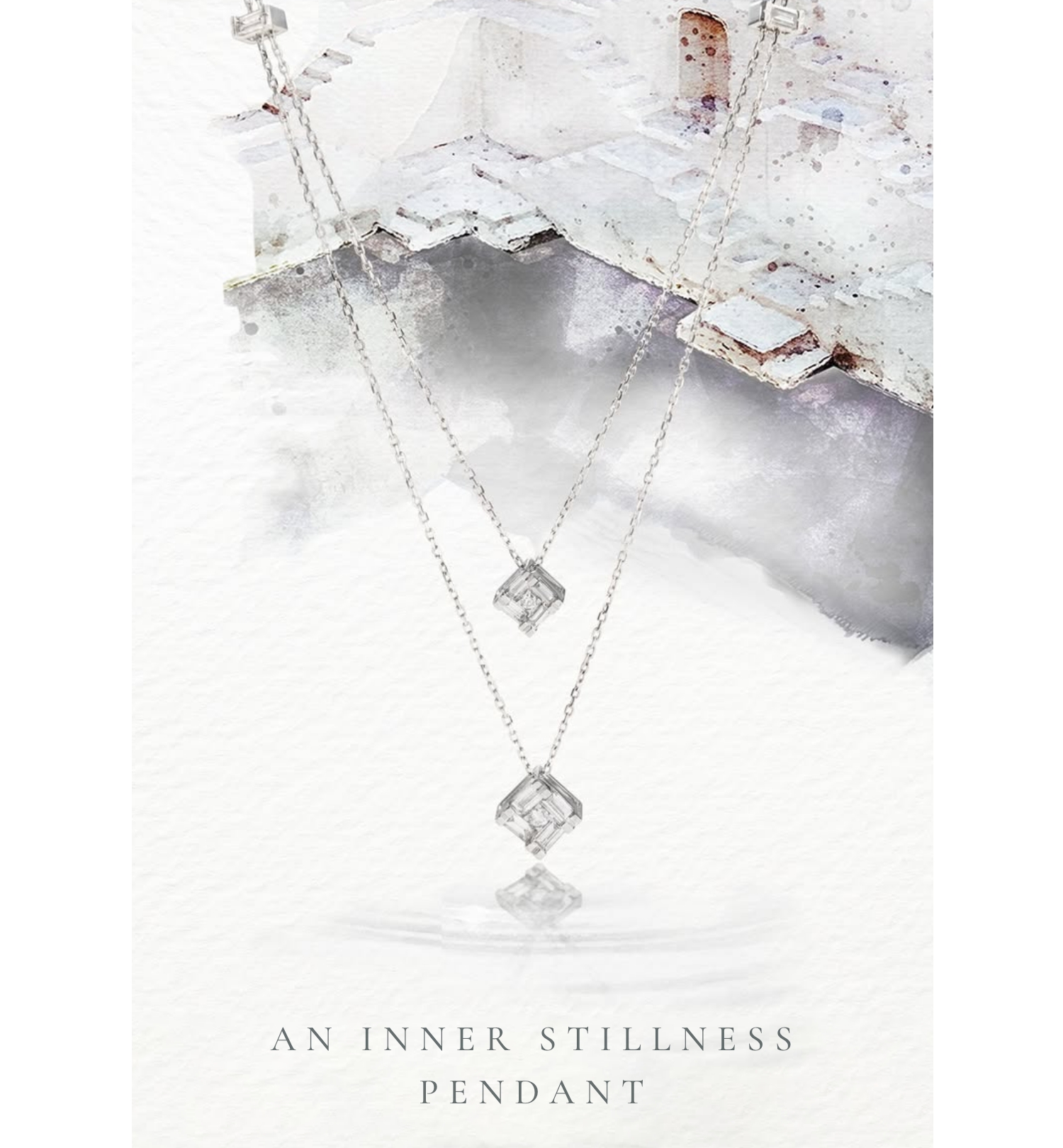 Stepwell inspired diamond pendant necklace in white gold from Samave by Zoya