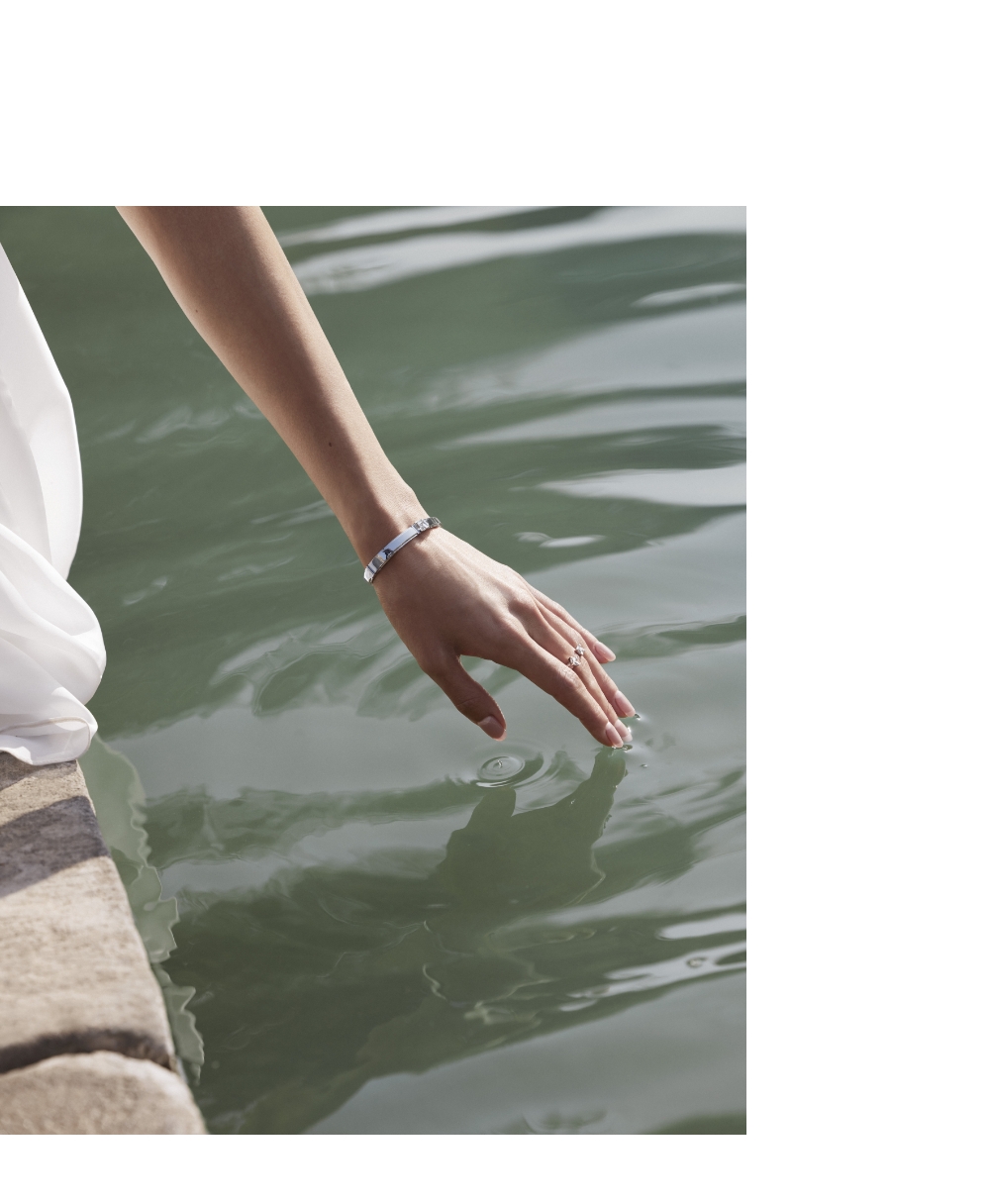 A Bridge Over Calm Waters diamond bangle in white gold from Samave by Zoya