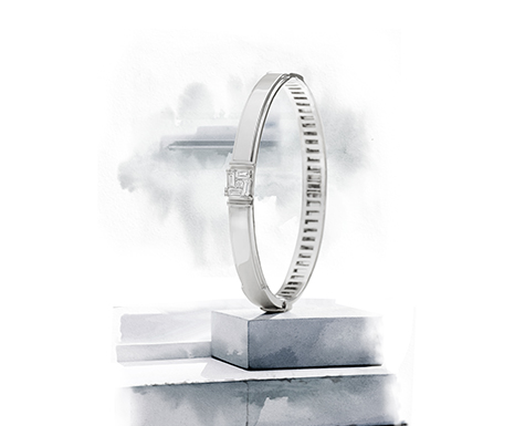 A Bridge Over Calm Waters diamond bangle in white gold from Samave by Zoya