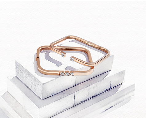 White gold diamond bangle from the Samave collection inspired by stepwells