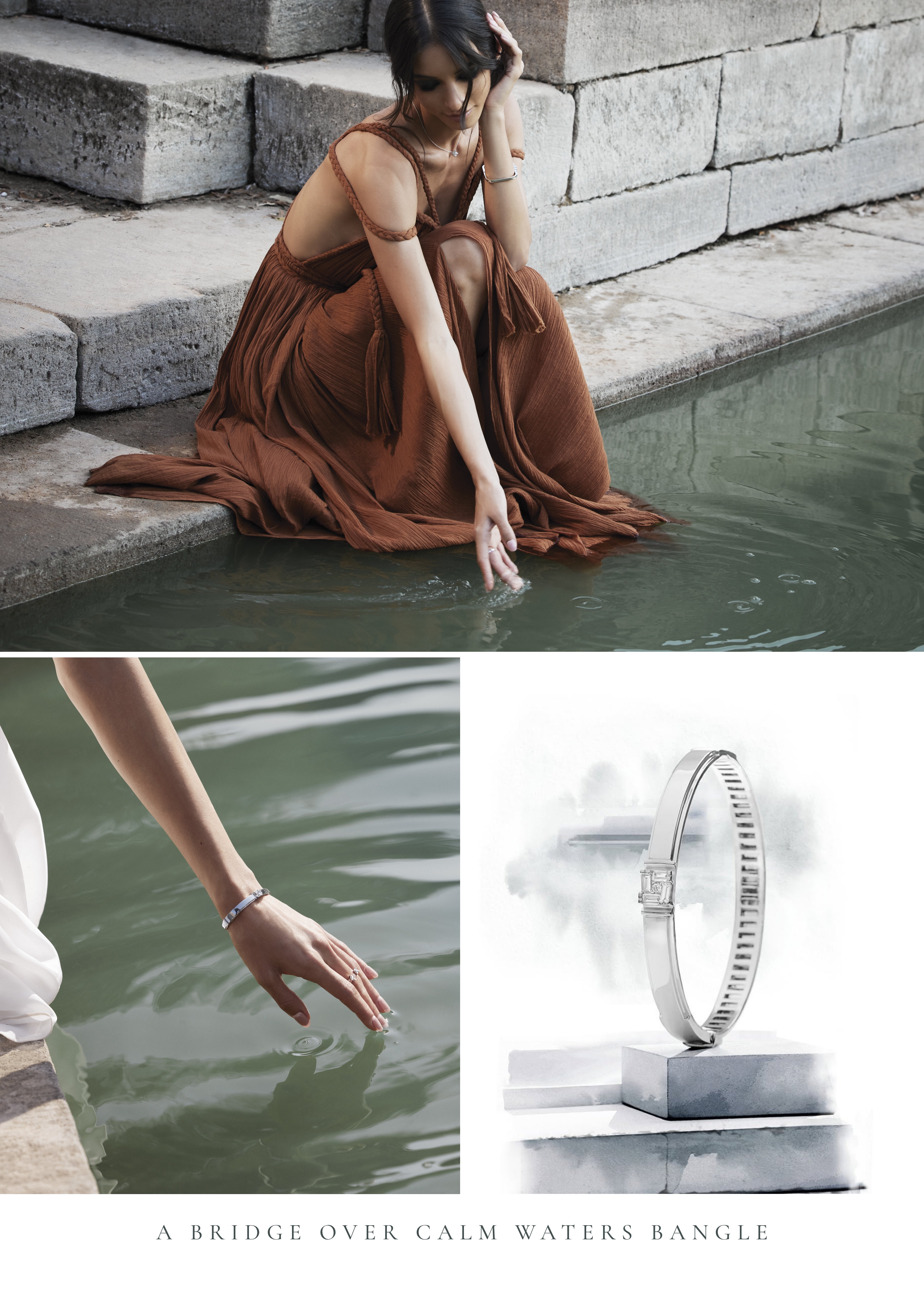 A Bridge Over Calm Waters diamond bangle in white gold from Samave by Zoya
