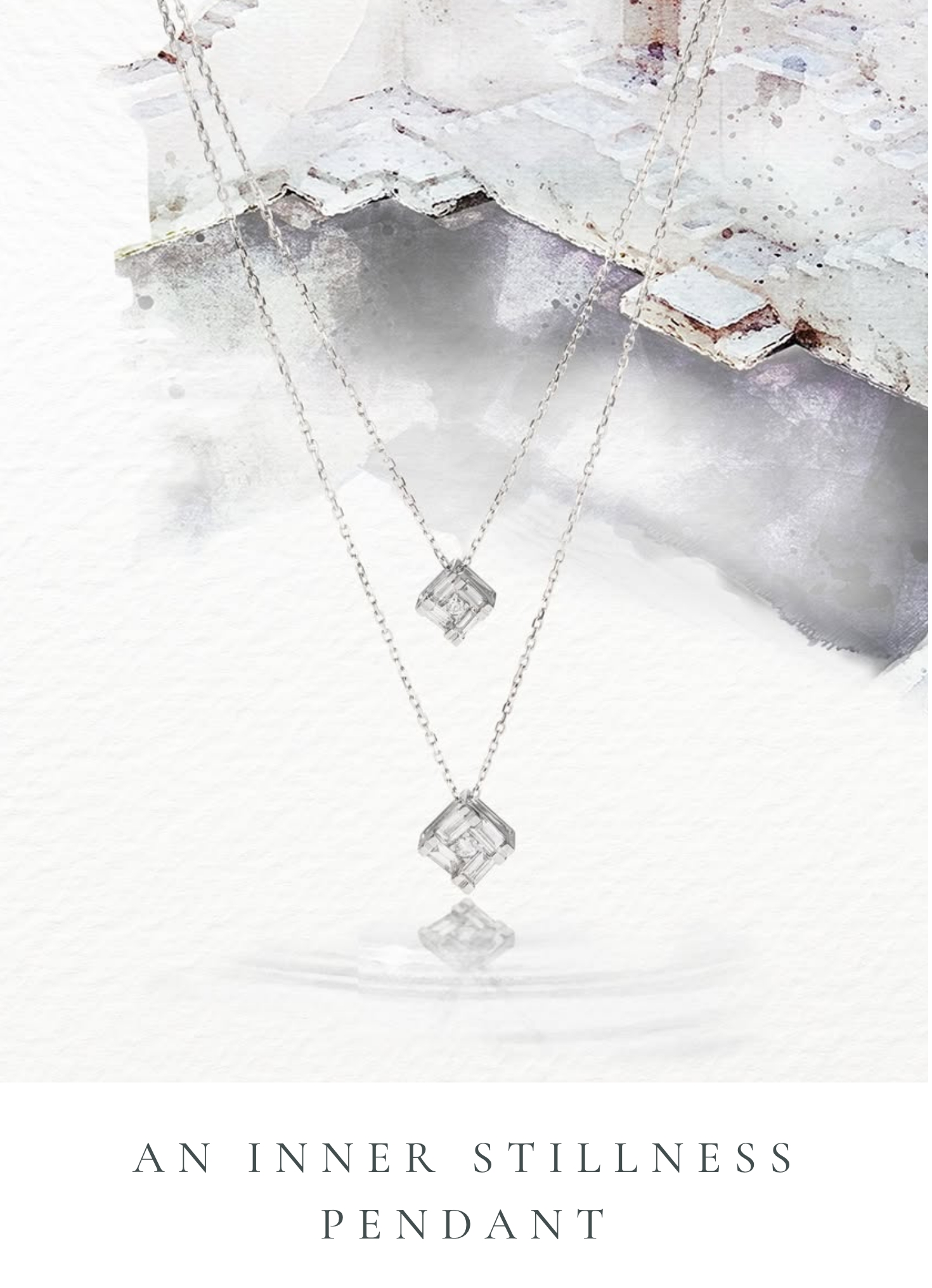 Stepwell inspired diamond pendant necklace in white gold from Samave by Zoya